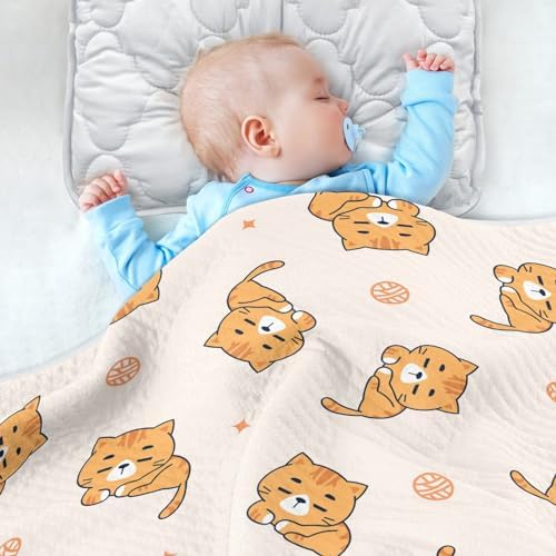 Cute Orange Cats Swaddle Blanket for Newborn Baby