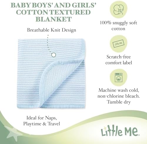 Little Me Baby Boys Textured Stripe Stroller Blanket 30x40 Inches