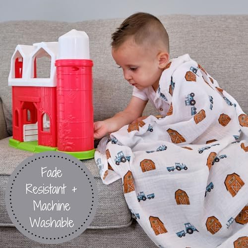 LollyBanks Farm Print Swaddle Blankets 47x47 Inches 3-Pack