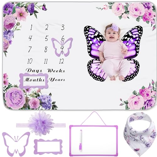 Chumia 6 Pcs Monthly Milestone Blanket Set