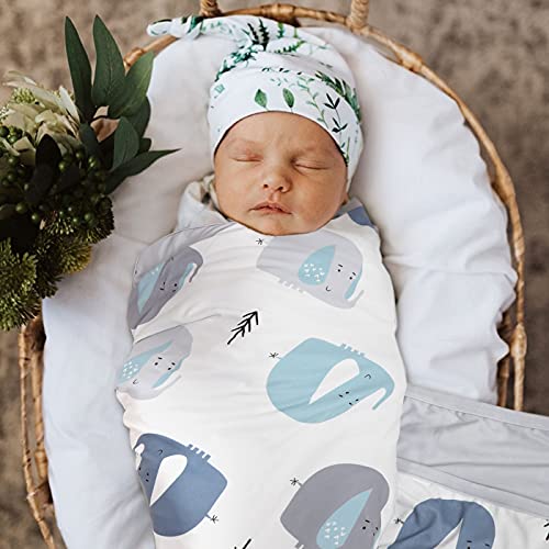 GRSSDER Super Soft Baby Swaddle Blanket with Elephant Print