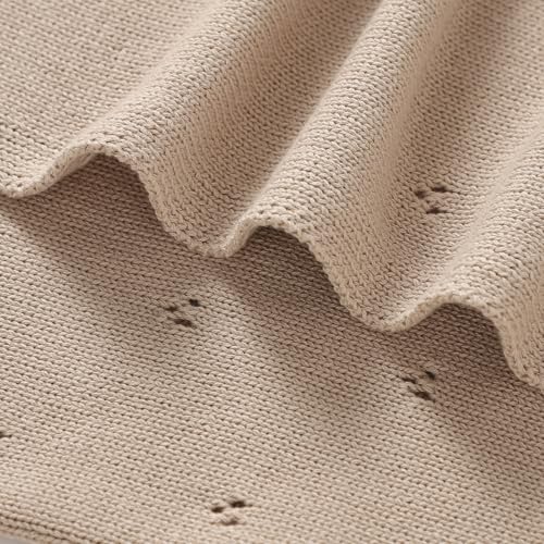 Mimixiong Organic Cotton Baby Blanket 40x30 Inch Oatmeal