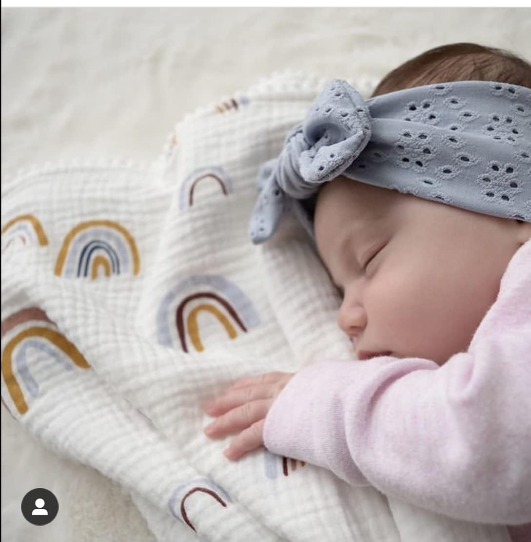 CHUNGEL Boho Rainbow Baby Blanket 40x47 Gender Neutral Tassel Muslin with Fringe