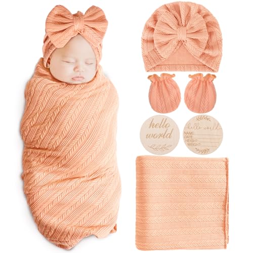 AQOKKA Newborn Receiving Blanket Set with Bow 1