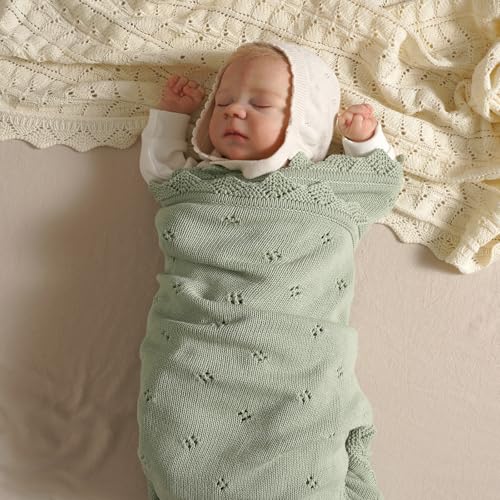Mimixiong Cotton Baby Blanket Swaddling 30x40 Inch Sage Green