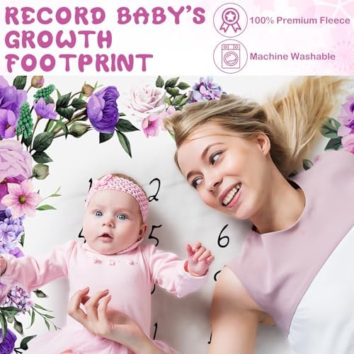 Chumia Baby Milestone Blanket with Floral Butterfly Frame