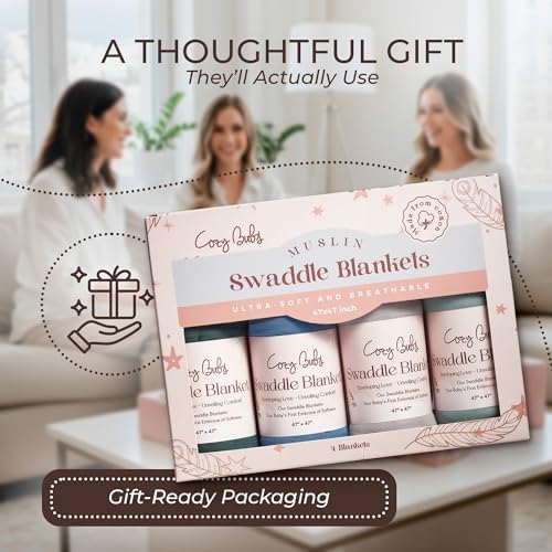 CozyBubs Muslin Swaddle Blankets 4-Pack