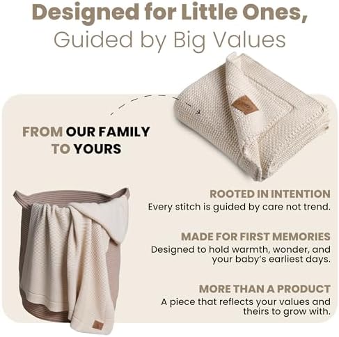 Little Dedi 100 Organic Cotton Baby Blanket - 30x40 Neutral Earth Ivory