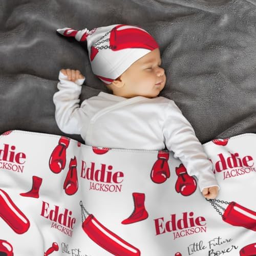 Personalized Baby Swaddle Blanket with Hat Headband Set Future Fighters