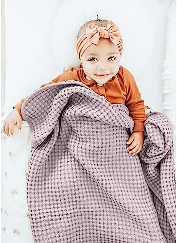 Konssy Waffle Baby Blanket - Soft Cozy Nursery Swaddle for Boys Girls