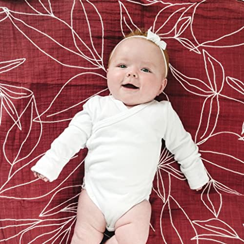 Goobie Baby Organic Muslin Swaddle Blanket - 47x47 Inches Soft Breathable Foliage Print