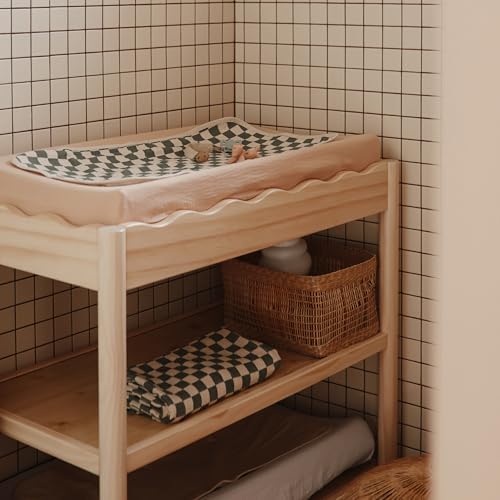 Mushie Muslin Swaddle Blanket - Olive Check 100 Organic Cotton