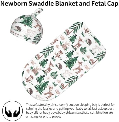 Sozzjile Deer Swaddle Blanket with Beanie Set