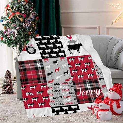 Custom Blanket with Name Farm Life Tractor Patchwork Swaddling Blanket 30X40inch
