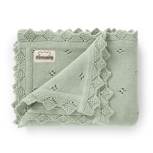Mimixiong Cotton Baby Blanket Swaddling 30x40 Inch Sage Green