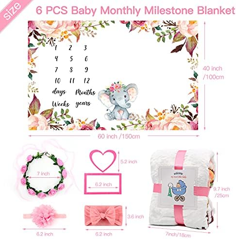 SPOKKI 6 Piece Baby Milestone Blanket with Headband