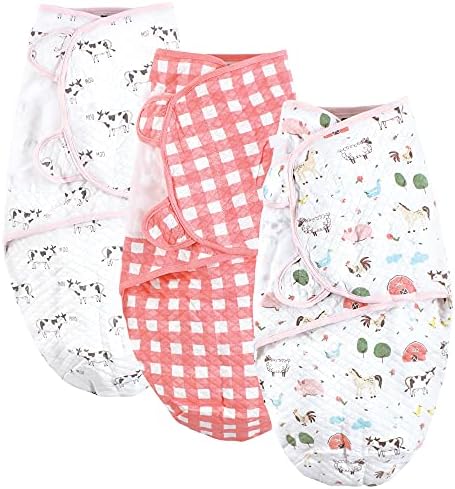 Hudson Baby Unisex Swaddle Wrap 3pk Farm Animals