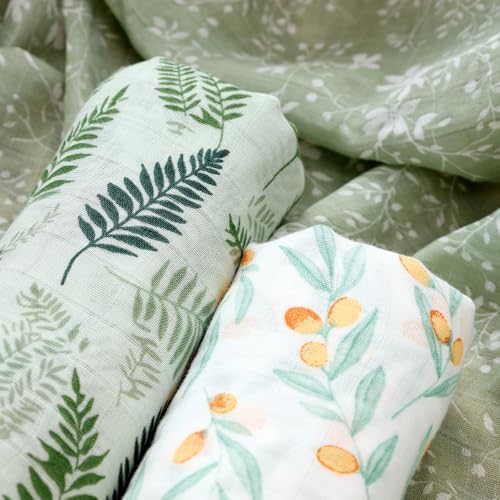 CoolaPeach 3 Pack Muslin Swaddle Blankets for Baby Boys and Girls