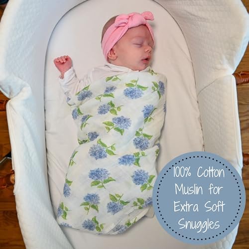 LollyBanks Hydrangea Print Swaddle Blanket 47x47 Inches