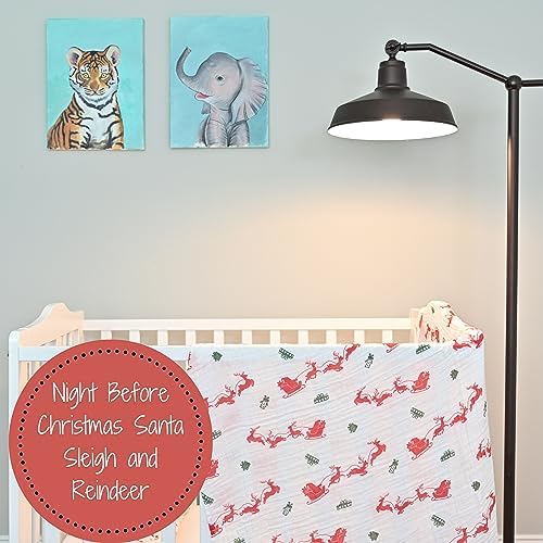 LollyBanks Reindeer Print Swaddle Blanket 100 Cotton 47x47 Inches