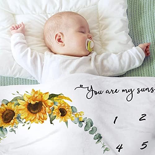 Fundich Baby Milestone Blanket with Wreath and Headband