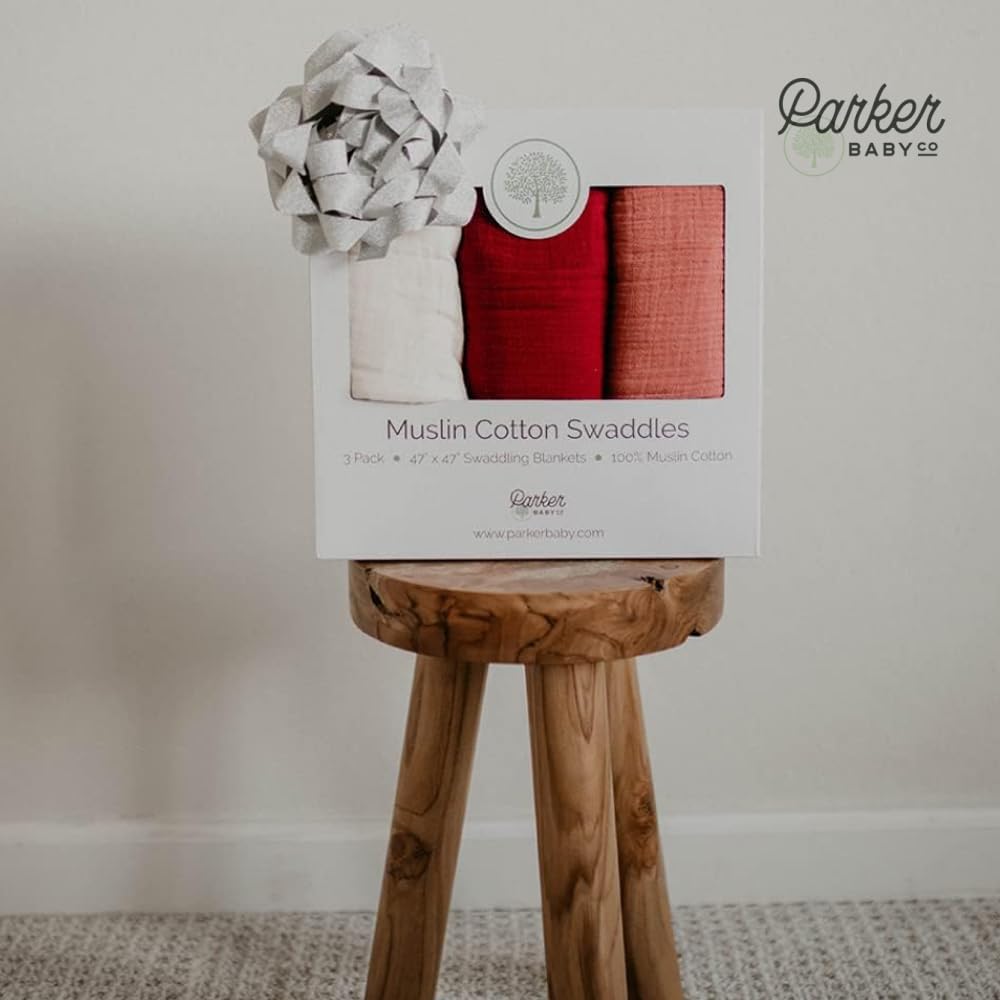 Parker Baby Co Muslin Swaddle Blankets - Rose Set Pack of 3 1