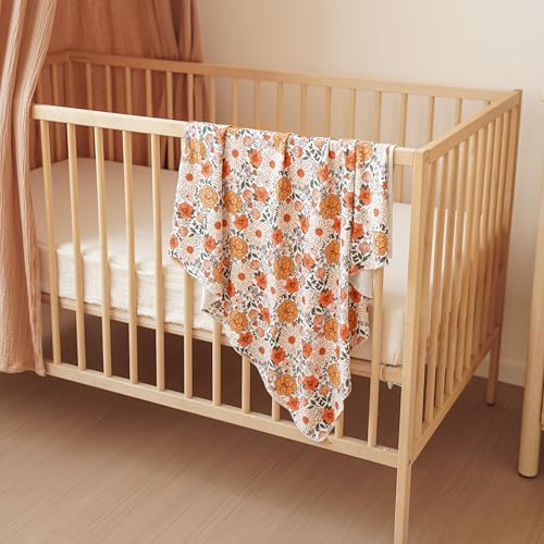 Konssy Baby Girl Swaddle Blanket with Headband and Beanie Set 1
