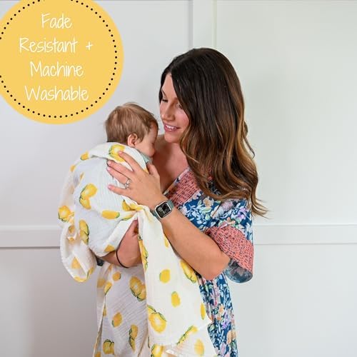 LollyBanks Lemon Print Muslin Swaddle Blanket 47x47 Inches