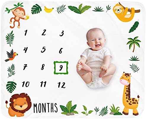 Tebaby Baby Monthly Milestone Blanket for Boy Girl
