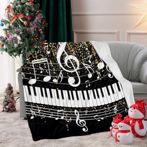 Custom Blanket with Name Music Golden Black Swaddling Blanket for Baby