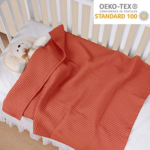 PHF 100 Cotton Baby Waffle Blanket - 30x40 Bright Orange