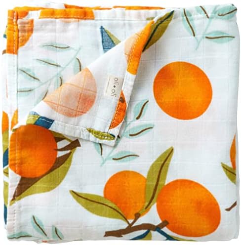 AliOli Muslin Swaddle Blanket Large 47x47 Tangerine