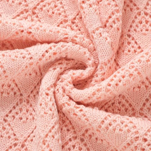 Neiwech Soft Cotton Swaddle Blanket 40x30 Inch Pink
