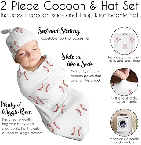 Sweet Jojo Baseball Baby Boy Sleep Sack and Beanie 2pc Set