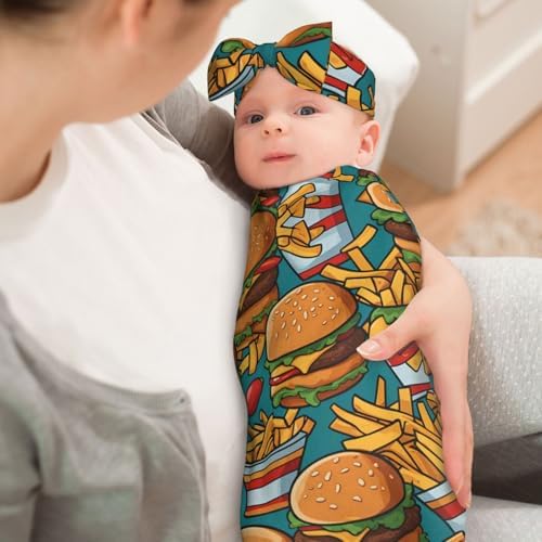 Cute Burger Fries Baby Swaddle Set for Newborn