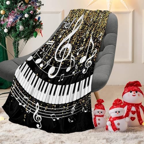 Custom Blanket with Name Music Golden Black Swaddling Blanket for Baby