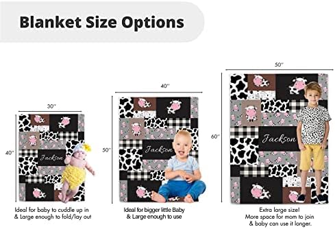 Personalized Cow Minky Baby Blanket with Name 1
