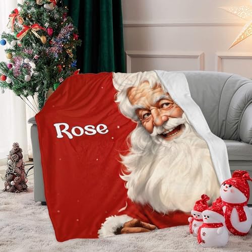 Custom Blanket with Name Text Personalized Santa Claus Swaddling Blanket 30x40inch