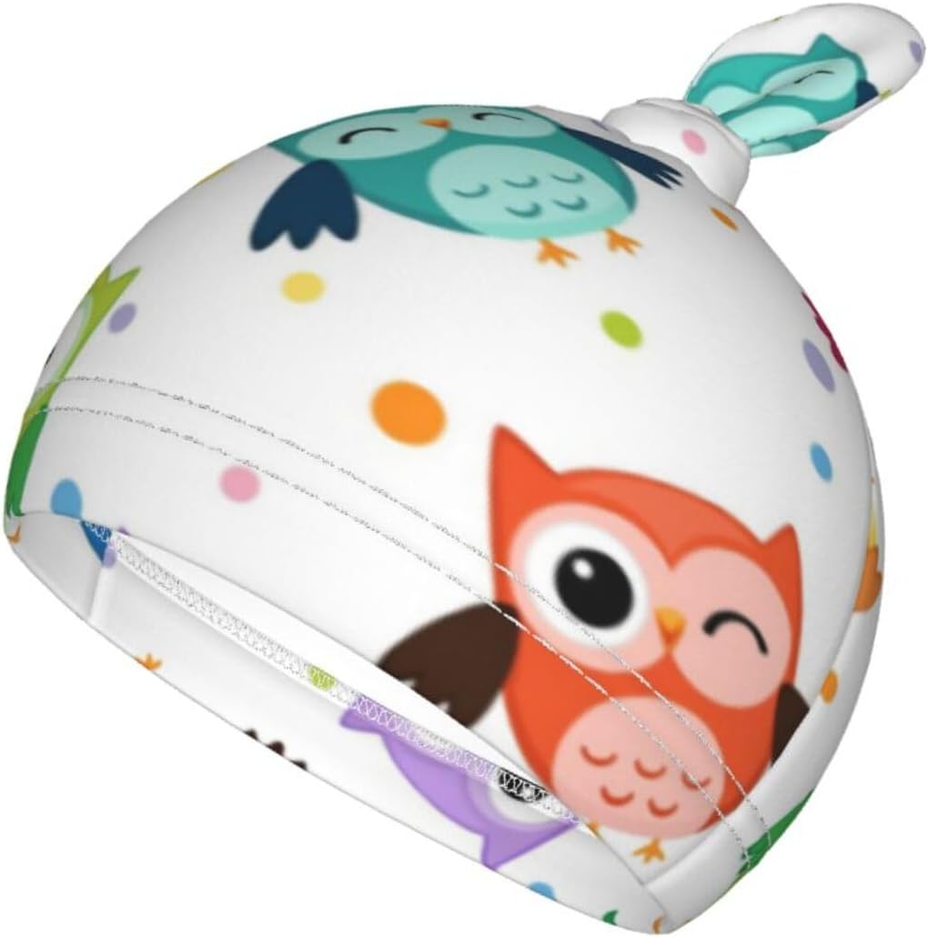 Cute Owls Swaddle Blanket Set with Beanie Hat for Newborn 1