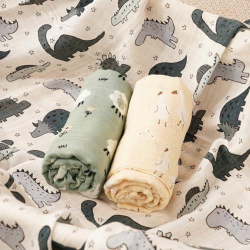 CoolaPeach Muslin Swaddle Blankets 3 Pack for Baby Boys Girls
