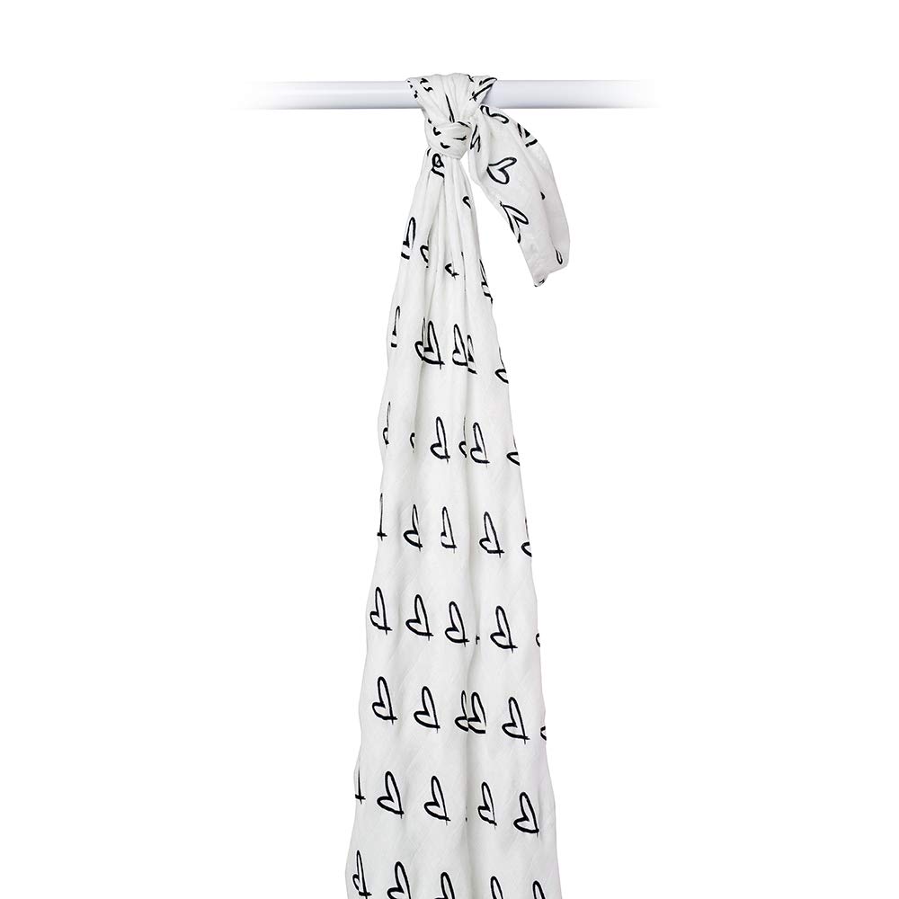 Lulujo Baby Swaddle Blanket Hearts 47 x 47-Inches