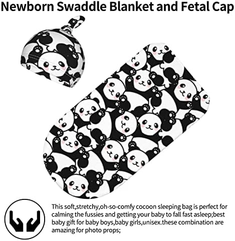 Osvbs Panda Baby Swaddle Blanket Beanie Set