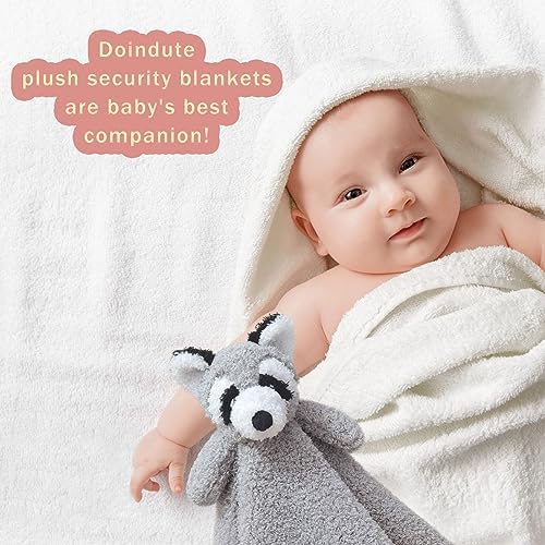 Doindute Baby Gray Raccoon Security Blanket 14 Inches