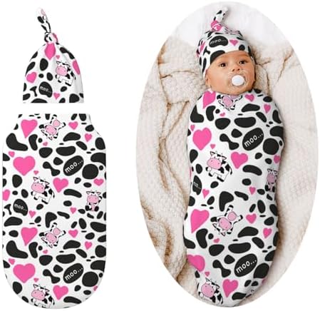 Figtihw Cute Cow Swaddle Blanket for Newborn Baby