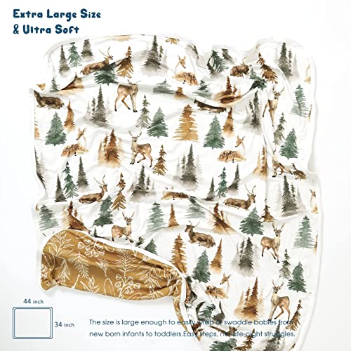 GRSSDER Swaddle Blankets 2 Pack Baby Boys Deer Forest