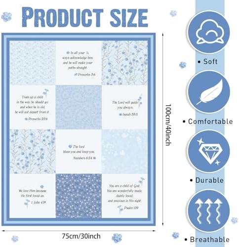 Oudain Christian Baby Blanket with Bible Verses