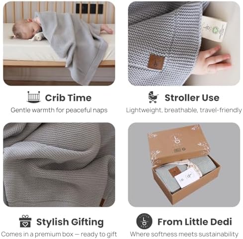 Little Dedi Organic Cotton Knitted Blanket - 30x40 Harbor Mist