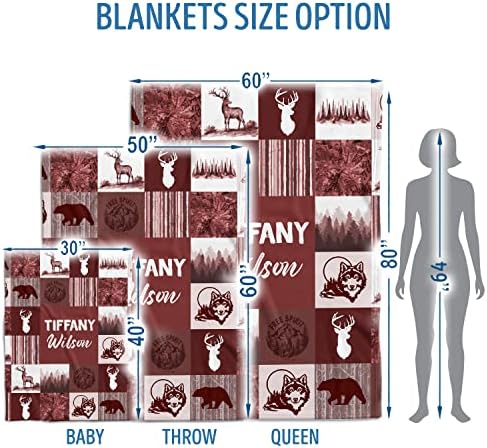 Hykuc Personalized Woodland Baby Blanket with Name 1
