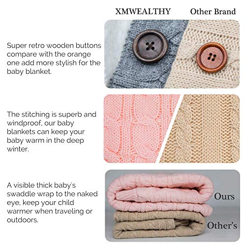 XMWEALTHY Unisex Swaddle Blanket - Thick Fleece for Newborns