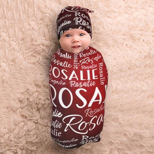Personalized Baby Swaddle Set With Name and Hat 1